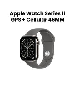 Apple Watch Series 11 GPS + Cellular M/L 46mm, Always On Retina Display, All Day Battery Life - Natural Titanium Case With Stone Gray Sport Band - MFCX4AF/A