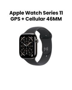 Apple Watch Series 11 GPS + Cellular S/M 46mm, Always On Retina Display, All Day Battery Life - Slate Titanium Case With Black Sport Band - MFD14AF/A