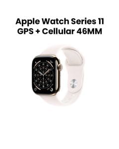 Apple Watch Series 11 GPS + Cellular M/L 46mm, Always On Retina Display, All Day Battery Life - Gold Titanium Case With Light Blush Sport Band - MFD64AF/A