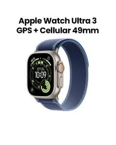 Apple Watch Ultra 3 GPS + Cellular 49mm Natural Titanium Case with Blue/Bright Blue Trail Loop S/M | MEWR4AF/A