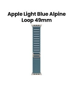 Apple Watch Alpine Loop Large 49mm, Smooth Finish Design, G-Hook Closure - Natural Titanium Finish With Light Blue Alpine Loop - MFTK4ZM/A