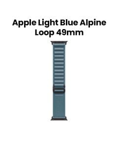 Apple Watch Alpine Loop Large 49mm, Smooth Finish Design, G-Hook Closure - Black Titanium Finish With Light Blue Alpine Loop - MG9M4ZM/A