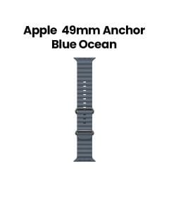 Apple Ocean Band 49mm, Smooth Finish Design, Comfortable Fit - Natural Titanium Finish With Anchor Blue Ocean Band - MGCC4ZM/A