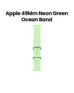 Apple Ocean Band 49mm, Smooth Finish Design, Comfortable Fit - Natural Titanium Finish With Neon Green Ocean Band - MGCF4ZM/A