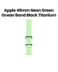 Apple Ocean Band 49mm, Smooth Finish Design, Comfortable Fit - Black Titanium Finish With Neon Green Ocean Band - MGCL4ZM/A