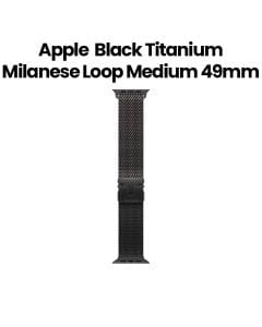 Apple Titanium Milanese Loop Medium 49mm, Parachute-Style Buckle, Woven Mesh Design, Perfect For All-Day Wear - Black - MGHT4ZM/A