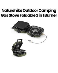 Naturehike Outdoor Camping Gas Stove Foldable 2-in-1 Burner with Grill Plate | Olive Green | B0DN4TCTZ3
