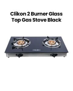 Clikon 2-Burner Glass Top Gas Stove– Black |CK4278