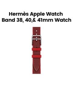Hermès Apple Watch Band 42mm for 38/40/41mm Cases – Rouge Grenat/Vermillon|Twill Jump Attelage Single Tour