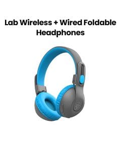 JLab Wireless + Wired Foldable Headphones BT 5.3, 65+H Playtime, Lab Share – Blue | HBKSTU2RGRYBLU122