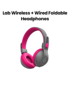 JLab Wireless + Wired Foldable Headphones BT 5.3, 65+H Playtime, Lab Share – Pink | HBKSTU2RGRYPNK122