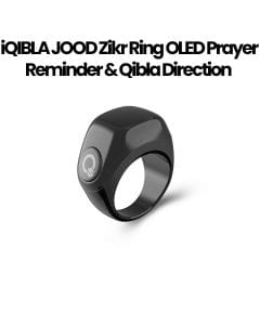 iQIBLA JOOD Zikr Ring OLED Prayer Reminder & Qibla Direction with Charging Case – Black | J01 ZIKR RING JOOD BLK
