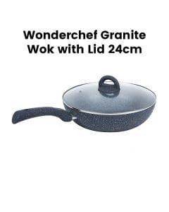 Wonderchef 24cm Granite Wok with Lid - Granite Grey| 60004700