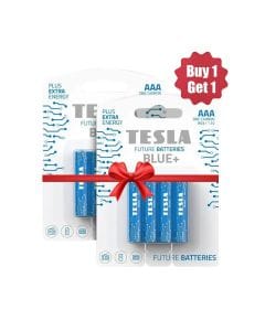 Tesla Zinc Carbon AAA Blue+ Batteries R3 – 4 Pack Reliable Power for Remote Controls, Clocks & Toys | 8594183392196