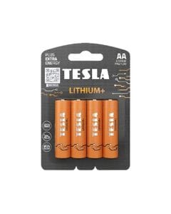 Tesla Lithium+ AA Batteries FR6 1.5V – 4 Pack Long-Lasting High-Performance Power for Cameras & Electronics | 8594183399478