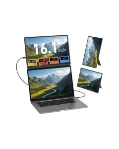 V2COM N2 16.1″ Full HD IPS Portable Laptop Monitor Extender – Dual Screen Expansion, USB-C/HDMI Plug & Play, Ultra-Slim Design | Black - N2