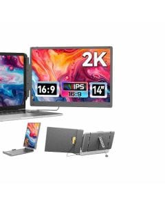 V2COM S1 Pro Max 14″ 2K Dual Laptop Screen Extender – 2160×1440 IPS Portable Monitor, Sharp Clarity Display, Plug & Play | Black-S1 Pro Max