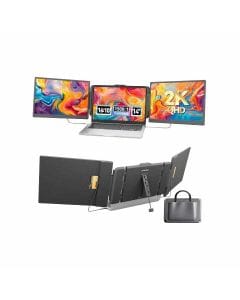V2COM S2 Pro Max 14″ 2K Triple Laptop Screen Extender – 2160×1440 QHD IPS Portable Monitor, Multi-Screen Productivity, Plug & Play | Black-S2 Pro Max