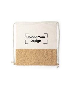 Personalized Eco-Neutral Recycled Cotton & Cork Drawstring Bag – 145 GSM Sustainable Fabric with Reinforced Corners – Natural | BPEN 2180