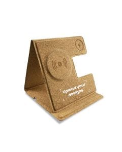 Personalized Memorií MAG 3-in-1 Foldable Cork Wireless Charger – Fast Qi Charging, Multi-Device Support, Eco Cork Surface & Portable Foldable Design