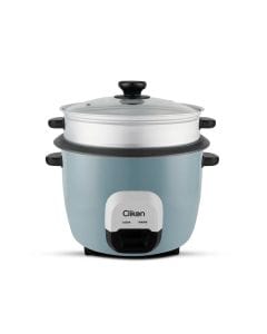 Clikon Rice Cooker & Steamer 1.5L 500W Non-Stick Inner Pot, Automatic Keep Warm Function, Glass Lid | Light Blue/White - CK2732