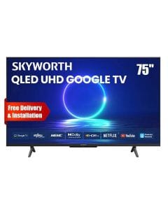 Skyworth 75-inch QLED UHD Google TV 120Hz HSR Built-in Receiver HDR10 Dolby Vision Dolby Audio Voice Control | Black - 75Q6800H