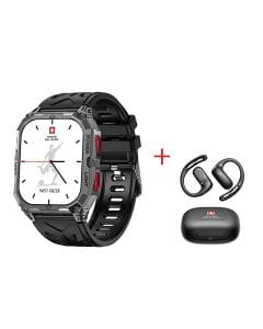 Swiss Military Alps Sport Smartwatch – Red Buttons, Gun Metal Case, Black Strap + Delta7 Pro Buds| SM-BD-ALPS-SP-D7PRO-RB-GM-BKS