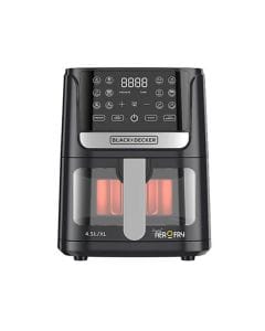 Black+Decker Digital Air Fryer 4.5L, Touch Panel, 12 Preset Programs, Adjustable Temp 80-200°C, Sleek Design, Auto-Off - Black - AF4500-B5
