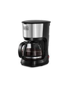Black+Decker 750W Coffee Maker With Glass Carafe, 1.25L Capacity, Easy-Grip Handle, Non-Stick Warming Plate, Boil Dry Protection - Black/Silver - DCM750S-B5