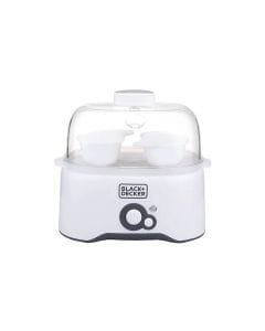 Black+Decker Egg Cooker 280W, Cooking Rack, 2 Poaching Trays, Auto Shutoff Protection, Transparent Lid - White - EG200-B5
