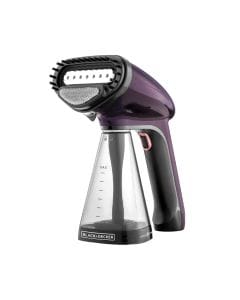 Black+Decker Handheld Garment Steamer 1500W, 21g/min Steam Output, 40s Fast Heat-Up, Universal Bottle Adapter, 260ml Detachable Tank - Purple - HST1500-B5