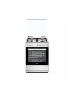 Sharp Stainless Steel Gas Cooker 4 Burners 60x60cm, Double Glass Oven Door, Auto Ignition, Scratch-Resistant Finish - Silver - GN-SS6060H-SS3