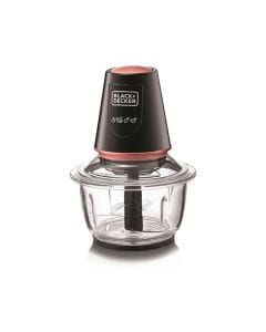Black+Decker Multifunction Glass Chopper 400W, Anti-Slip Rubber Grip, Pulse Speed Function, Double-Blade System - Black - GC430-B5