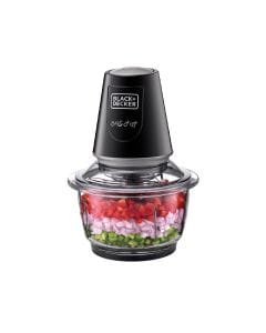 Black+Decker Vertical Chopper With Glass Bowl 400W, Compact Sleek Design, Pulse Speed Control, Ice Crushing Capability - Black - GC400-B5