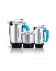 Black+Decker 3-in-1 Mixer Grinder 550W, 1.5L Capacity, Reliable Everyday Performance, Durable Stainless Steel Blades - White/Blue - MG550-B5