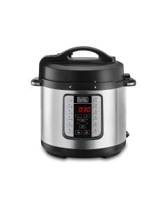 Black+Decker Digital Pressure Cooker 1000W, 6L Capacity, LED Display, Modern Design - Black/Silver - PCP1000-B5