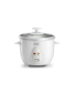 Black+Decker Rice Cooker 350W, 0.6L Capacity, Removable Non-Stick Bowl, Steaming Tray, Water Level Indicator - White - RC650-B5