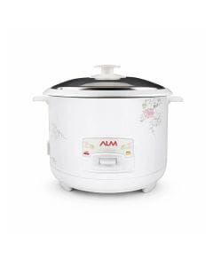 ALM Electric Rice Cooker 1.8L, Non-Stick Inner Pot, Keep Warm Function, Durable Build - White - ALM-RC180