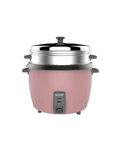 Sharp Rice Cooker 700W, 1.8L Capacity, Food Steamer, Non-Stick Inner Pot, Tempered Glass Lid - Pink - KS-H188G-P3