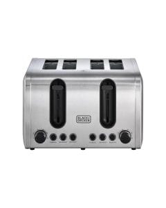 Black+Decker 4-Slice Stainless Steel Toaster 2100W, Extra-Wide Slots, Dual Browning Control, Removable Crumb Tray - Silver - ET444-B5