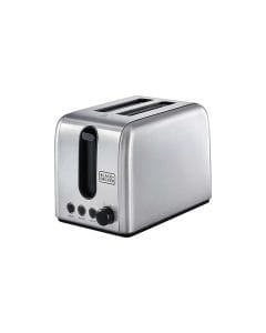 Black+Decker 2-Slice Stainless Steel Toaster 1050W, Extra-Wide Slots, Dual Browning Control, Removable Crumb Tray - Silver - ET244-B5