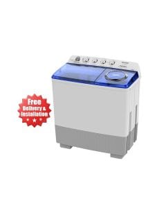 Sharp Twin Tub Washing Machine 28Kg, Heavy-Duty Performance, Lint Filter System, Spin Rinse Function - White/Blue - ES-T2814AP-Z