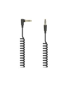 Hama Flexi-Slim Spiral Audio Cable 1.5m 3.5mm 90° Stereo Jack Plug to Plug, Tangle-Free Flexible Design | Black - 205114