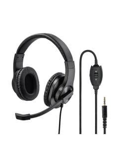Hama HS-P350 PC Office Headset Stereo Sound, Noise-Reducing Microphone, USB Connection, Padded Ear Cushions | Black - 139926