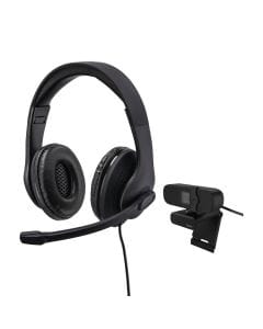 Hama HS-USB300 & C-400 PC Office Streaming Set USB Headset, Full HD Webcam, Plug & Play Video Conferencing Bundle | Black - 139999