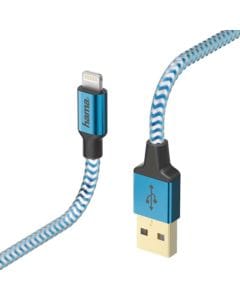Hama Reflective Charging Cable USB-C to Lightning 1.5m Fast Charging, Durable Reflective Braided Design | Blue - 201561