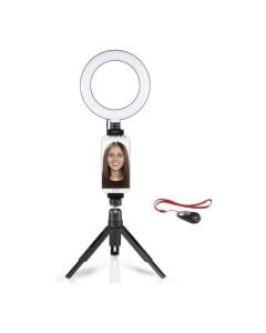 Hama Spotlight Work Area 67 LED Ring Light Set Smartphone & Tablet Holder, Adjustable Brightness, USB Powered | Black - 4644