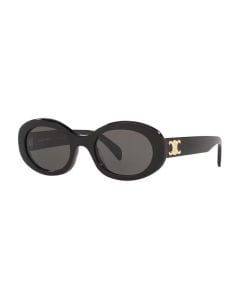 Celine CL40194U Oval Sunglasses – Slim Acetate Frame, Dark UV Protection Lenses, Minimalist Luxury Designer Eyewear | Black/Grey - 192337081071