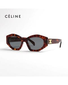 Celine Women CL40238U Cat-Eye Sunglasses - Bold Acetate Frame, Brown Gradient UV Protection Lenses, Luxury French Designer Eyewear | Tortoise/Brown - 192337121333