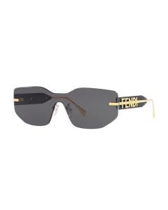 Fendi FE40066U Shield Sunglasses – Rimless Wraparound Design, Solid Grey UV Protection Lenses, Luxury Futuristic Designer Eyewear | Gold/Grey - 192337114472
